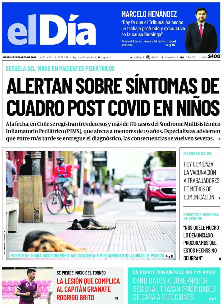 Portada de El Día (Chile)