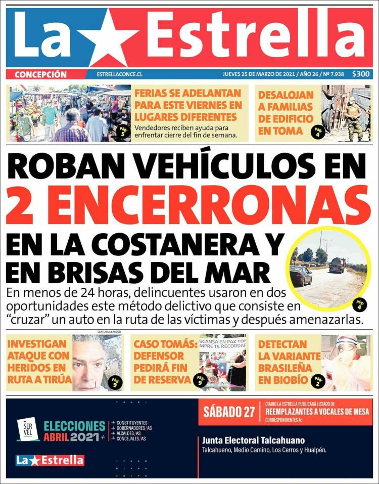 Portada de La Estrella de Concepción (Chile)