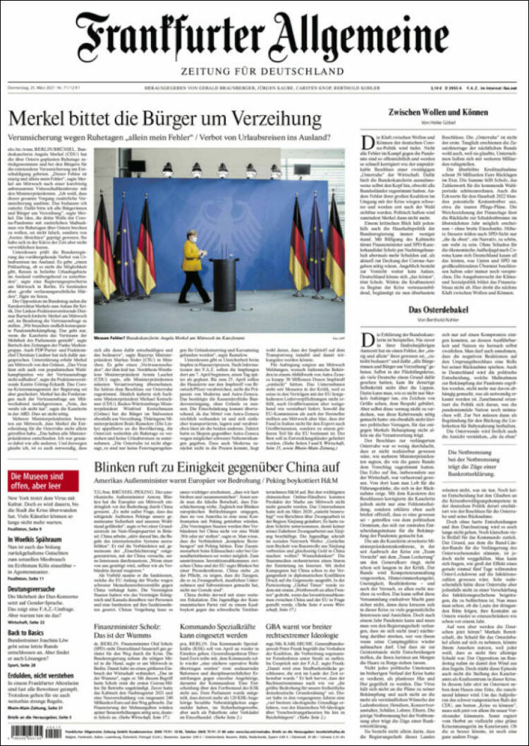 Portada de Frankfurter Allgemeine (Alemania)