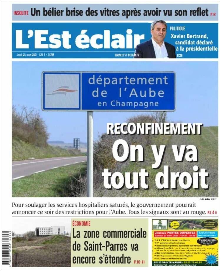 Portada de L'Est Eclair (Francia)