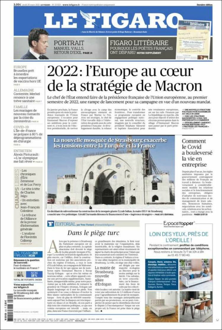 Portada de Le Figaro (Francia)