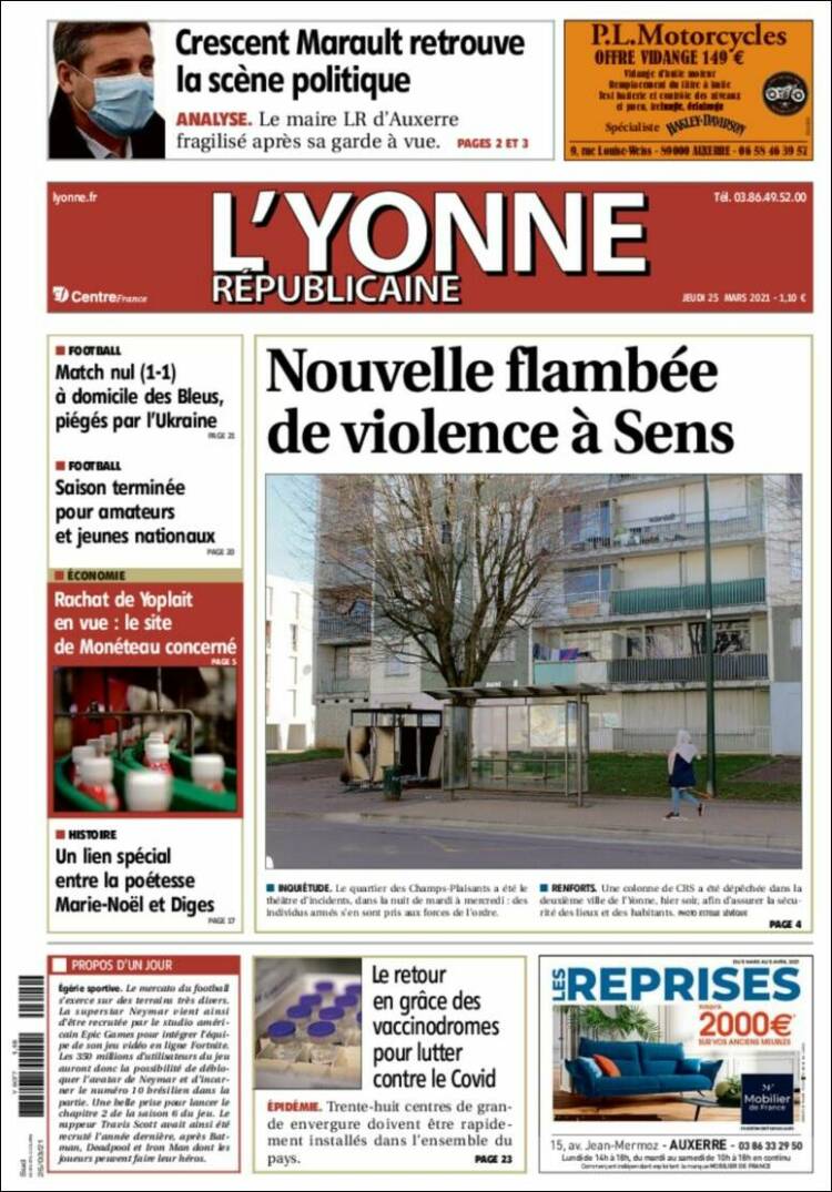 Portada de L'Yonne-Républicaine (Francia)