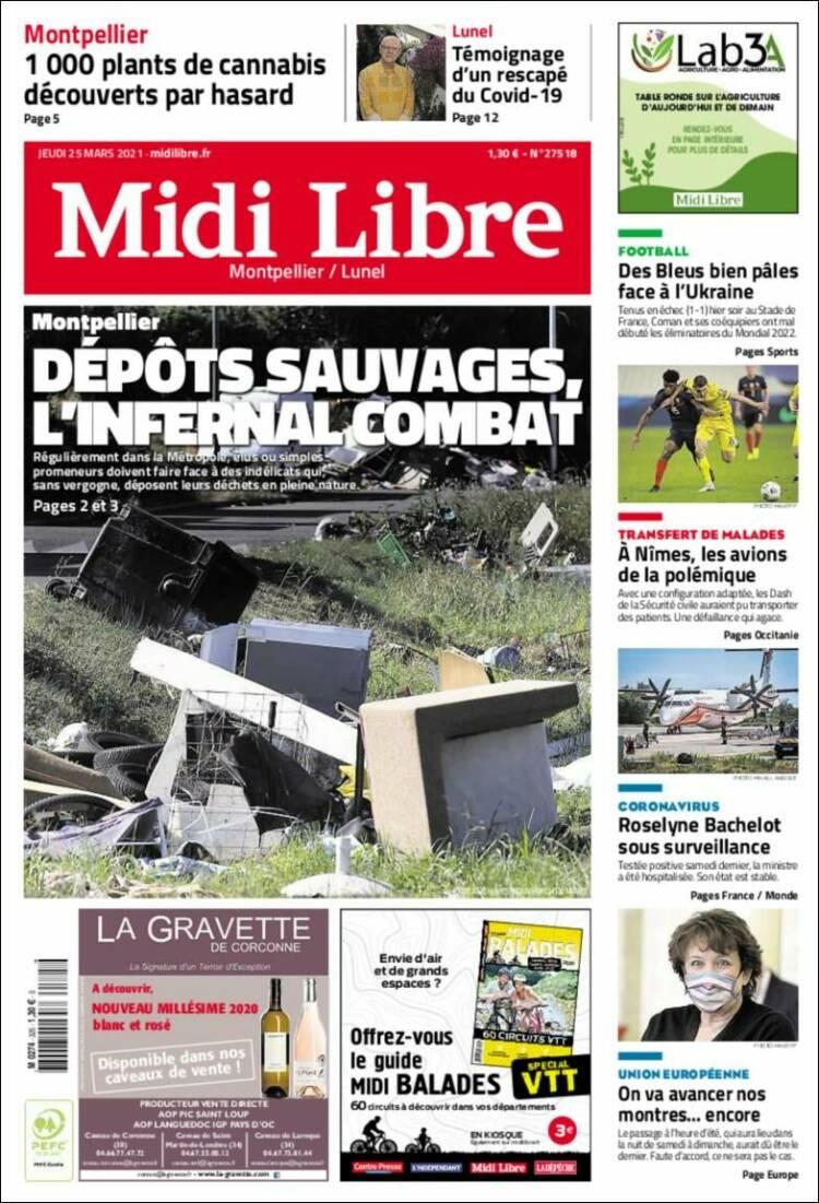 Portada de Midi Libre (Francia)