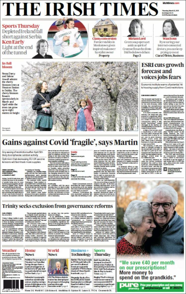 Portada de Irish Times (Ireland)