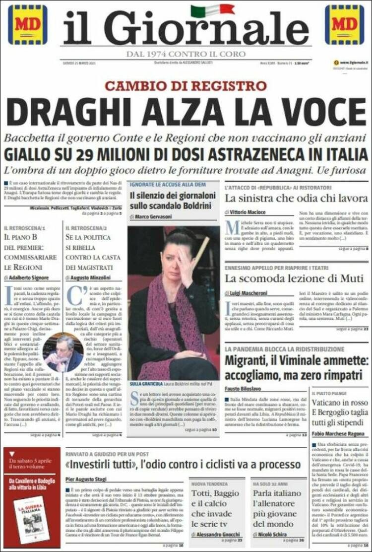 Portada de il Giornale (Italia)