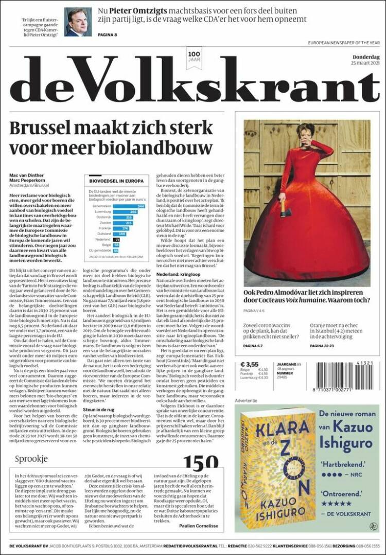 Portada de De Volkskrant (Pa&iacute;ses Bajos)