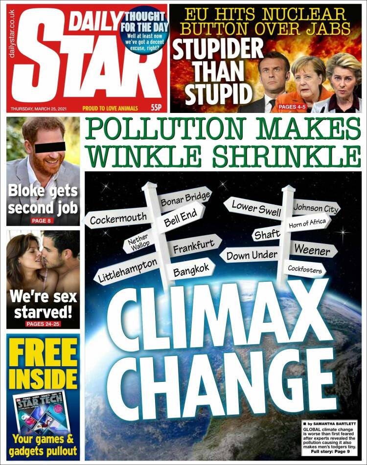 Portada de Daily Star (Reino Unido)