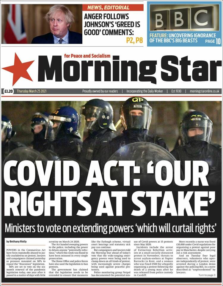 Portada de Morning Star (United Kingdom)