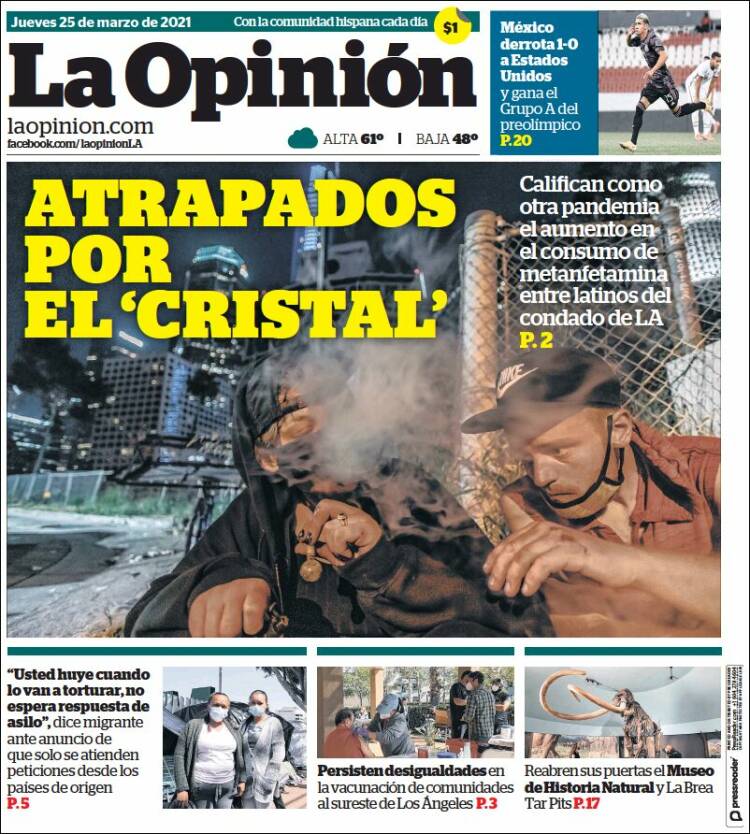 Portada de La Opinión (USA)