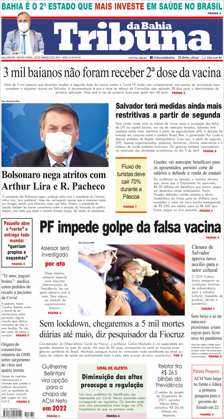 Portada de Tribuna da Bahia (Brasil)
