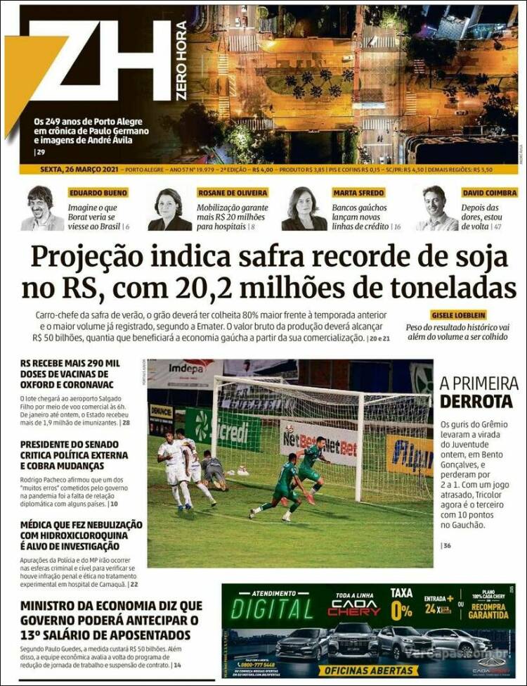 Portada de Zero Hora (Brasil)