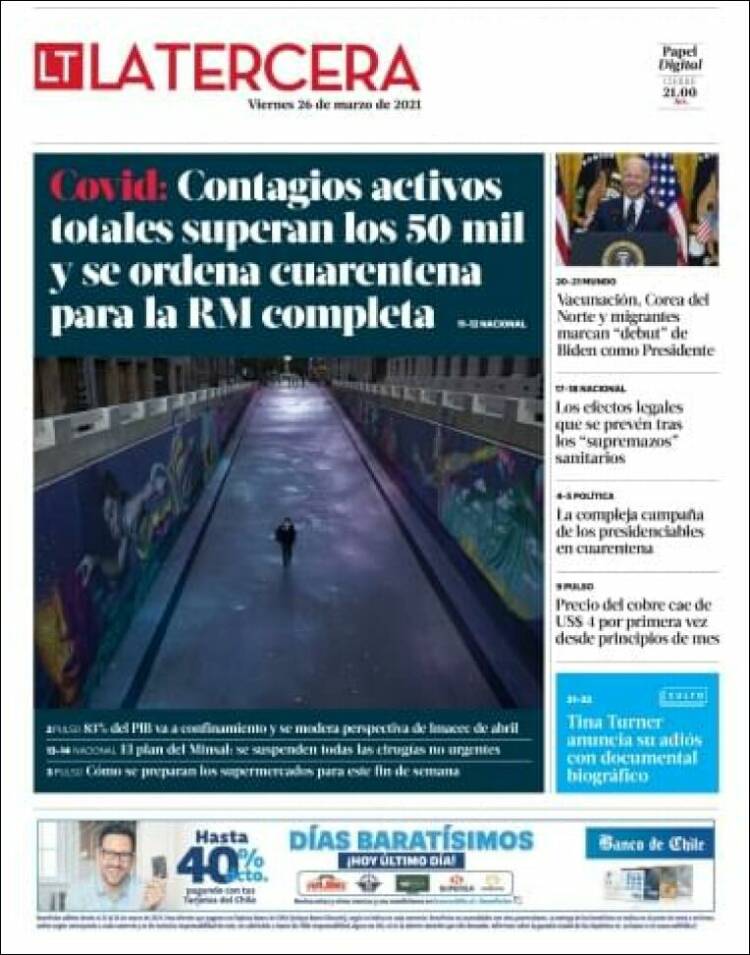 Portada de La Tercera (Chile)