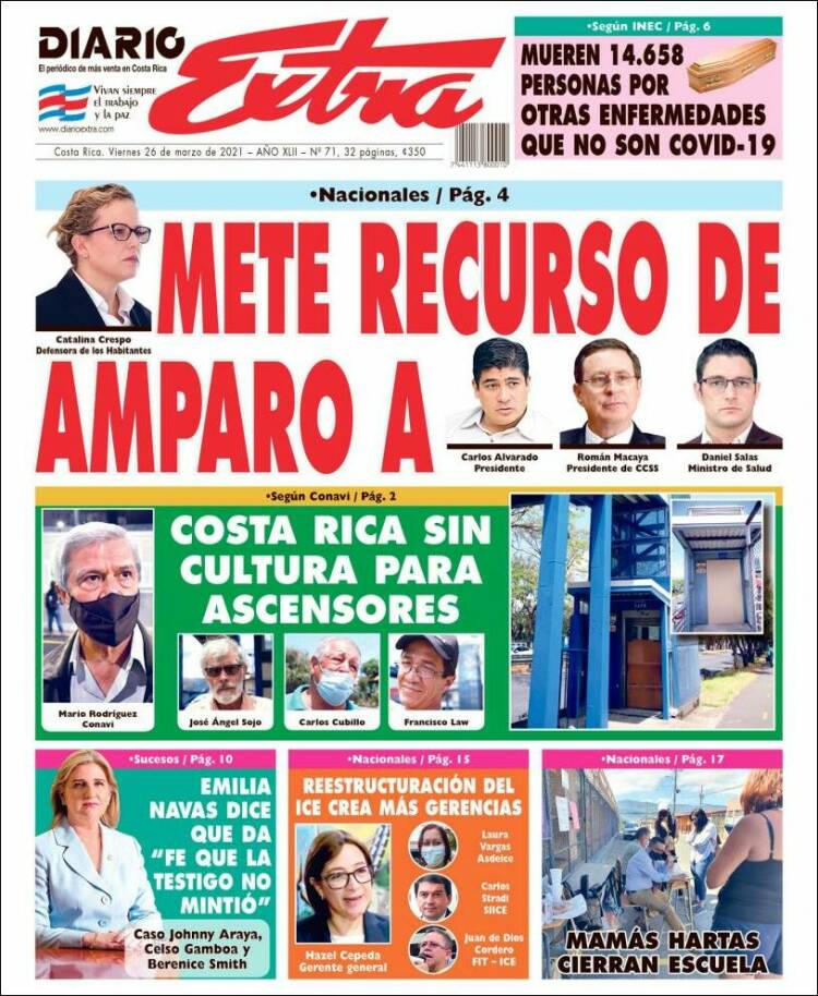 Portada de Diario Extra (Costa Rica)