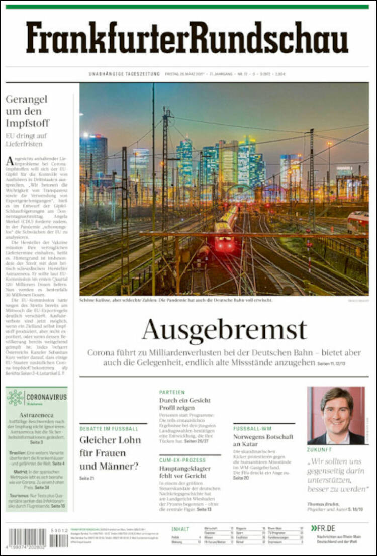 Portada de Frankfurter Rundschau (Alemania)
