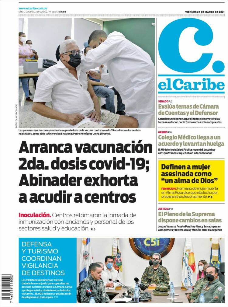 Portada de El Caribe (R. Dominicana)