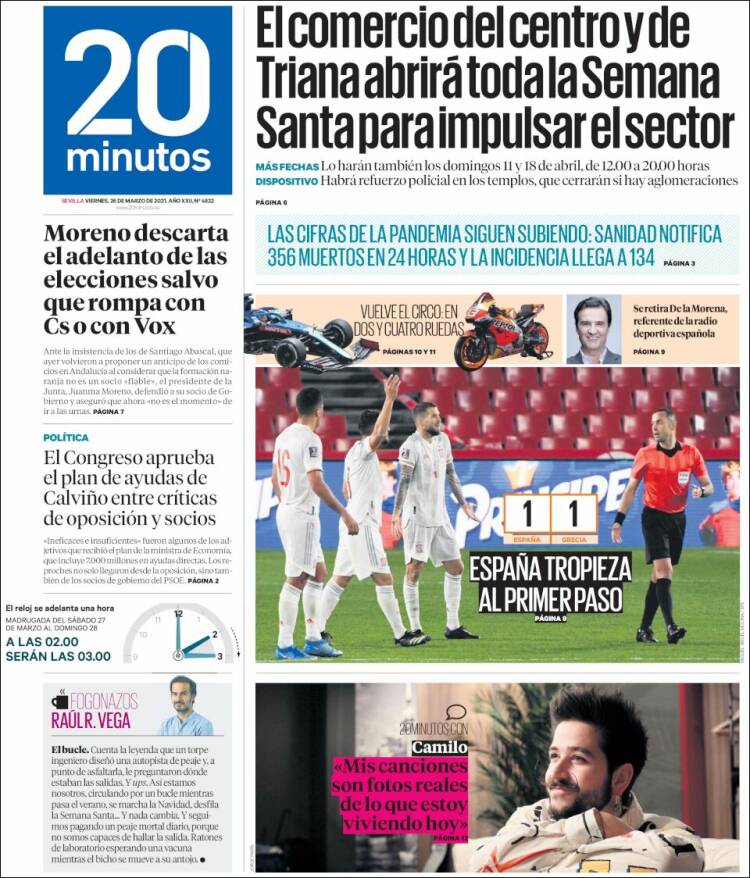 Portada de 20 Minutos - Sevilla (Espa&ntilde;a)