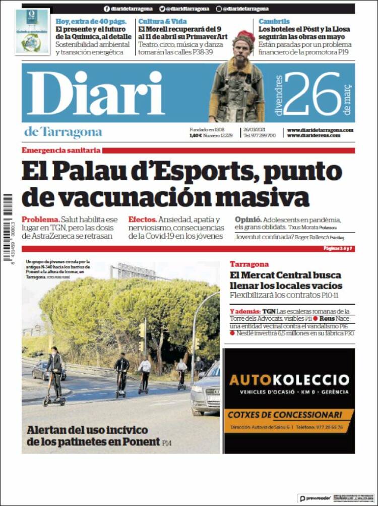 Portada de Diari de Tarragona (Espa&ntilde;a)