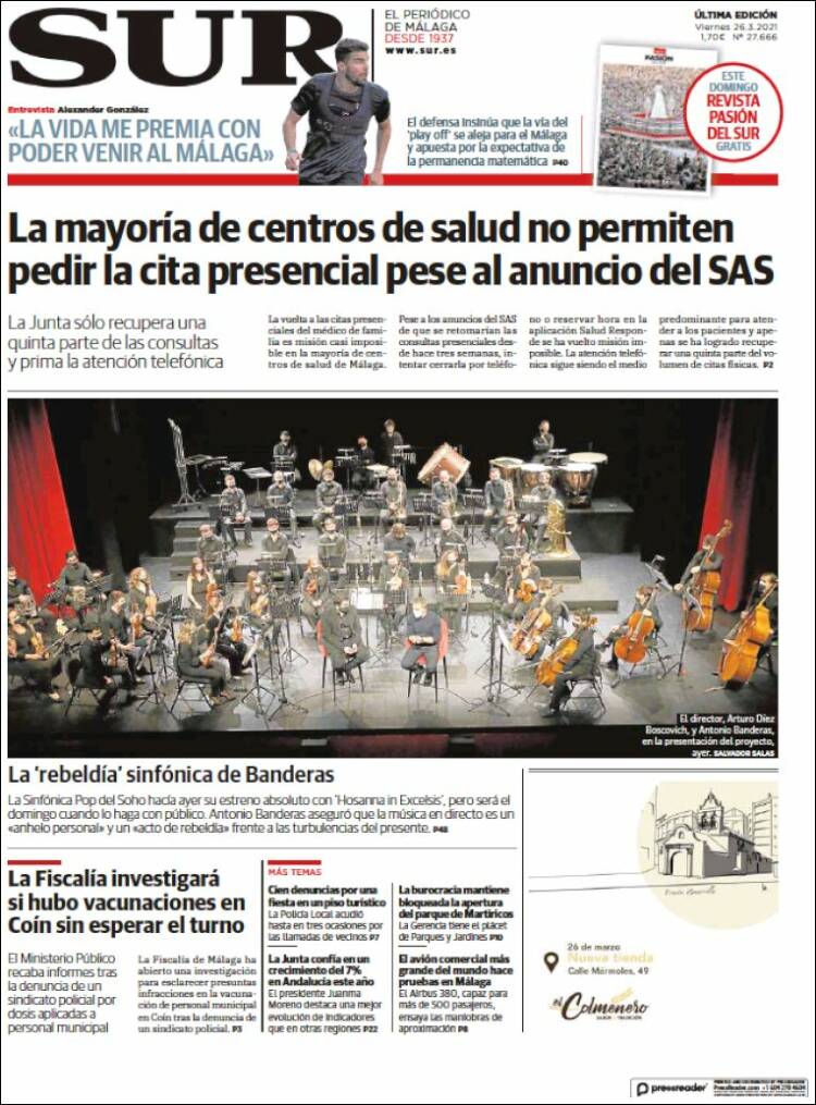 Portada de Diario el Sur (Espa&ntilde;a)