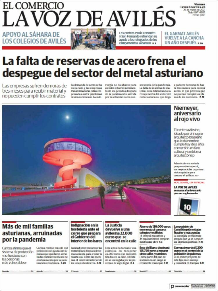 Portada de El Comercio - Avilés (Espa&ntilde;a)