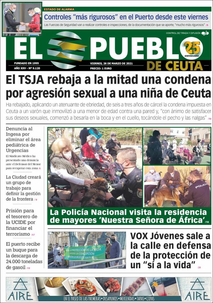 Portada de El Pueblo de Ceuta (Espa&ntilde;a)