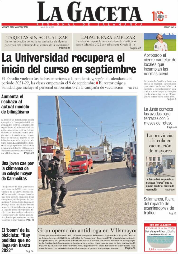 Portada de La Gaceta de Salamanca (Espa&ntilde;a)