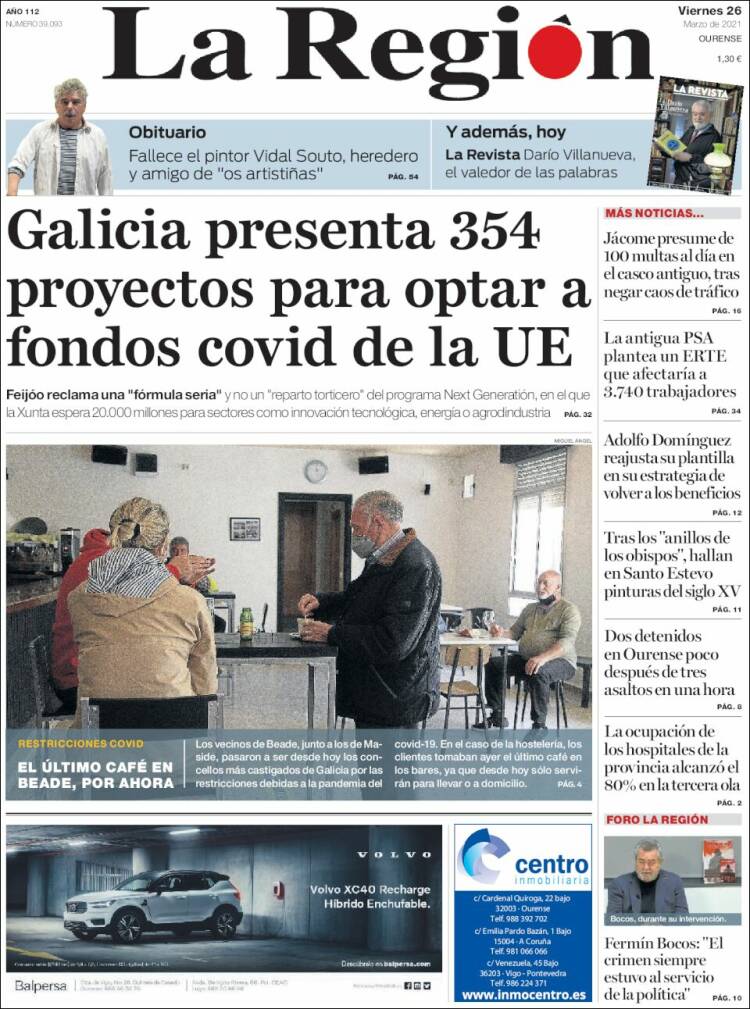 Portada de La Región de Ourense (Espa&ntilde;a)