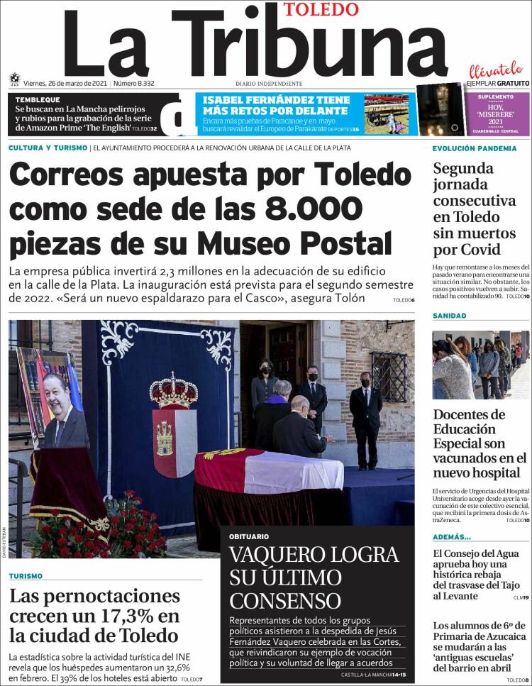 Portada de La Tribuna de Toledo (Espa&ntilde;a)