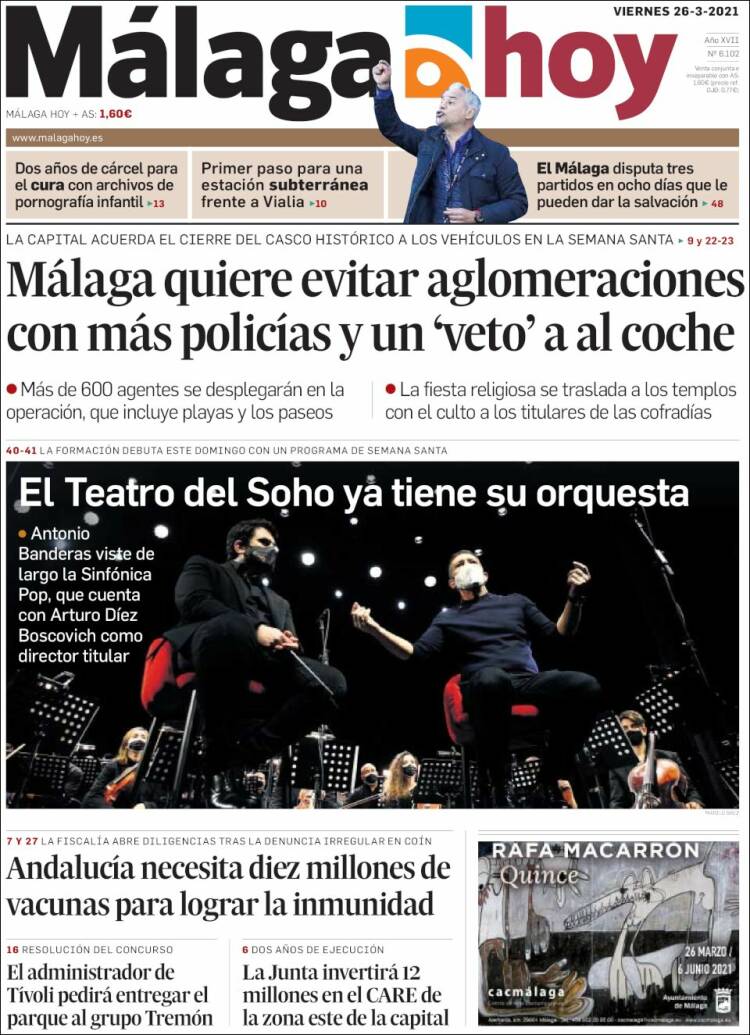 Portada de Málaga Hoy (Espa&ntilde;a)