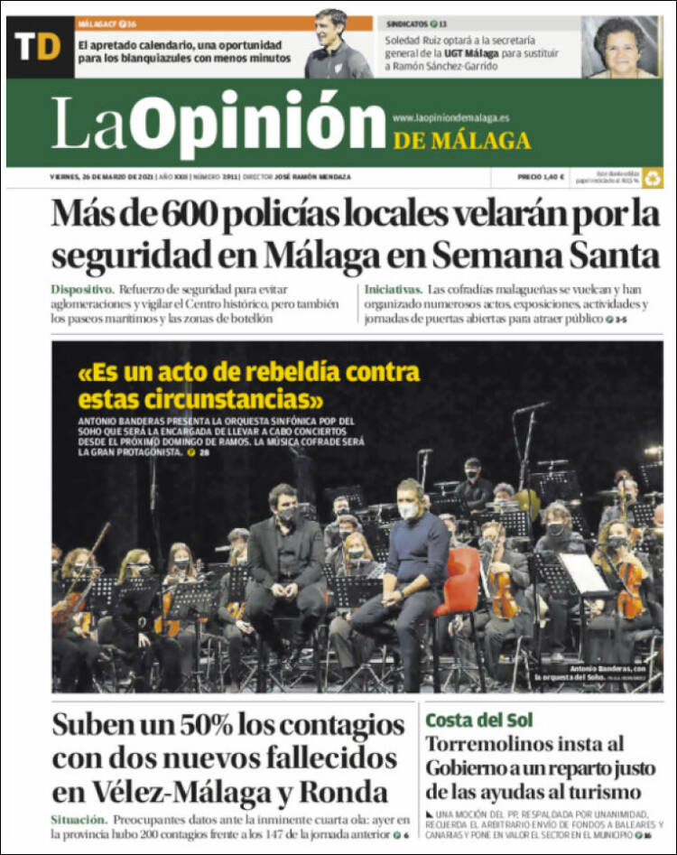 Portada de La Opinión de Málaga (Espa&ntilde;a)