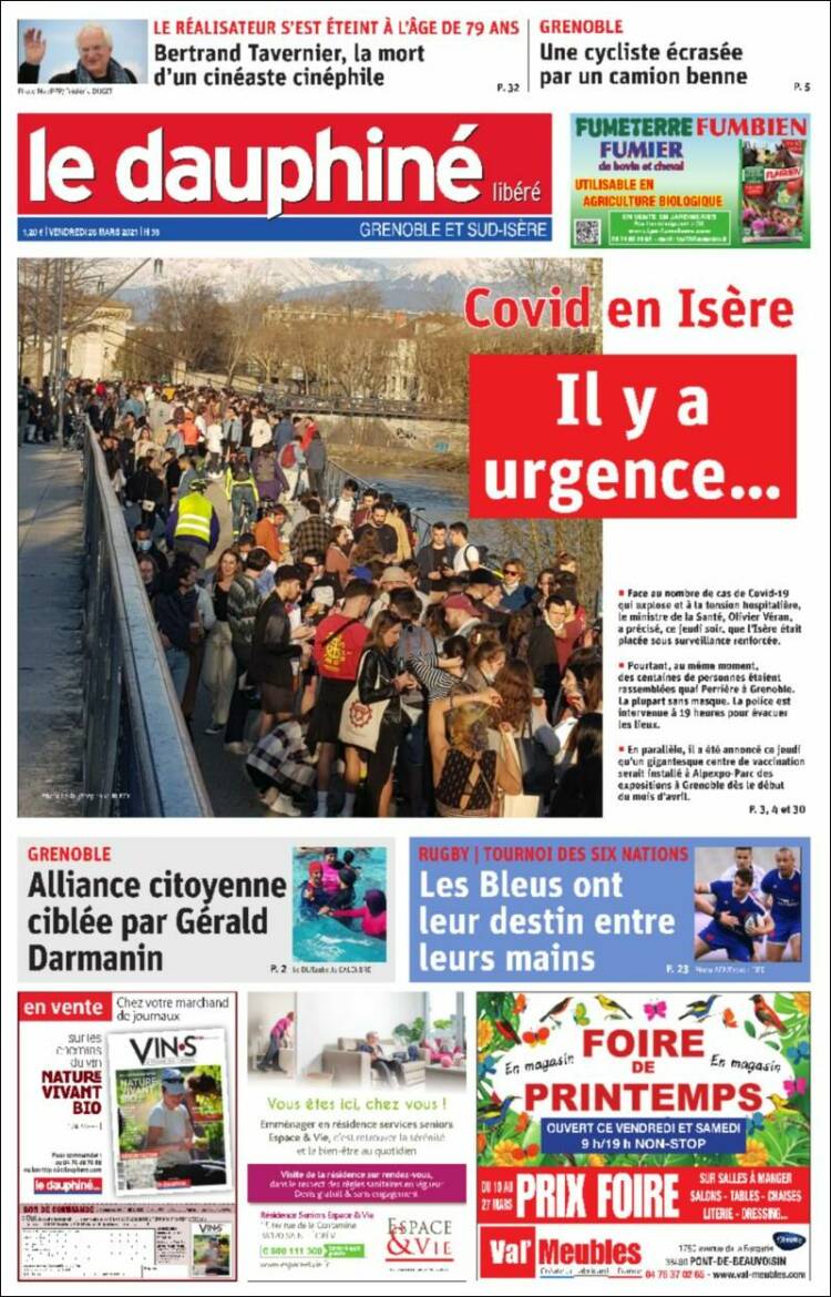 Portada de Le Dauphiné Libéré (Francia)