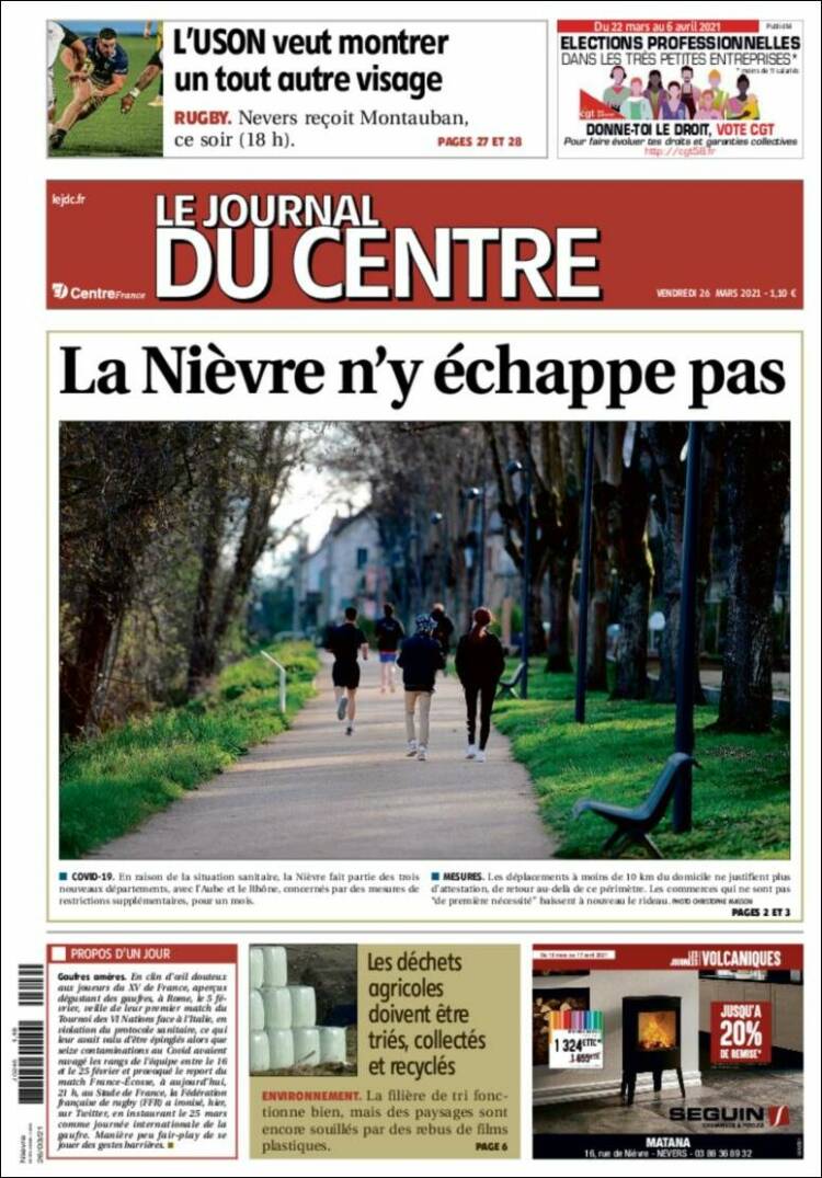 Portada de Le Journal du Centre (Francia)