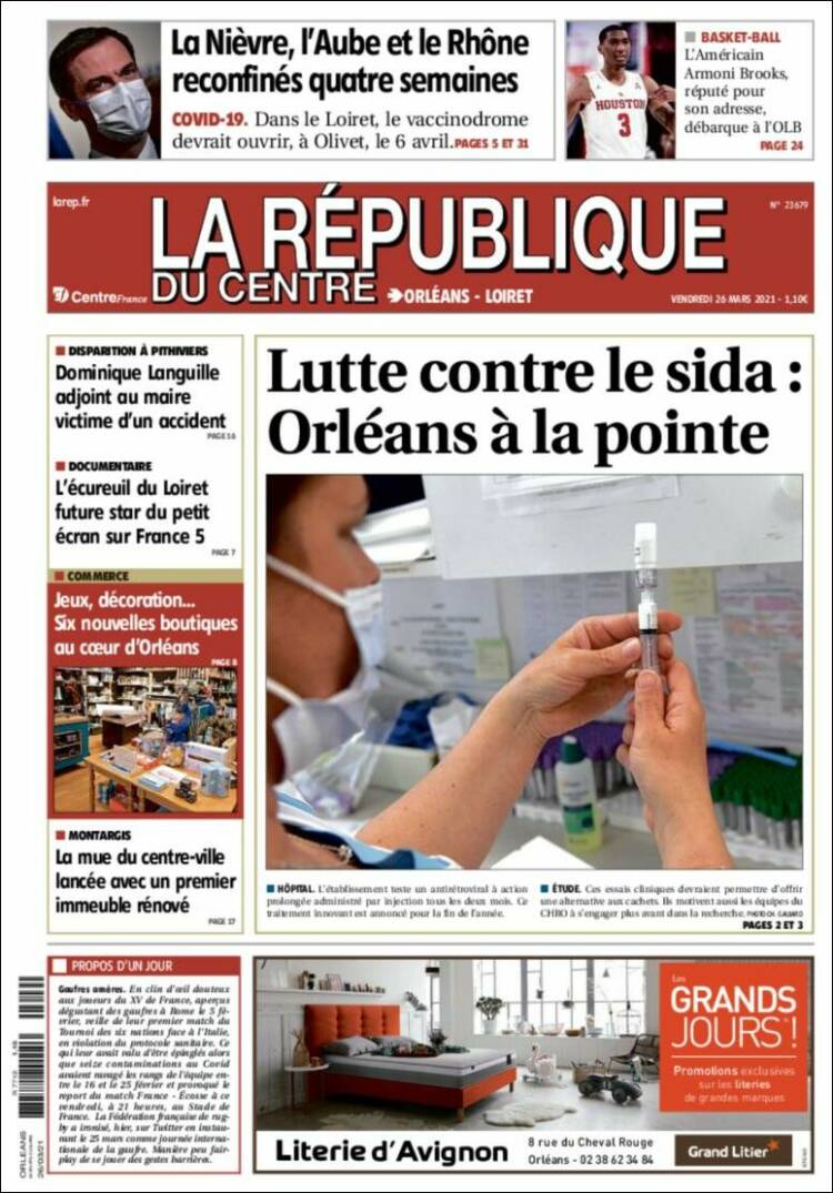 Portada de La République du Centre (Francia)