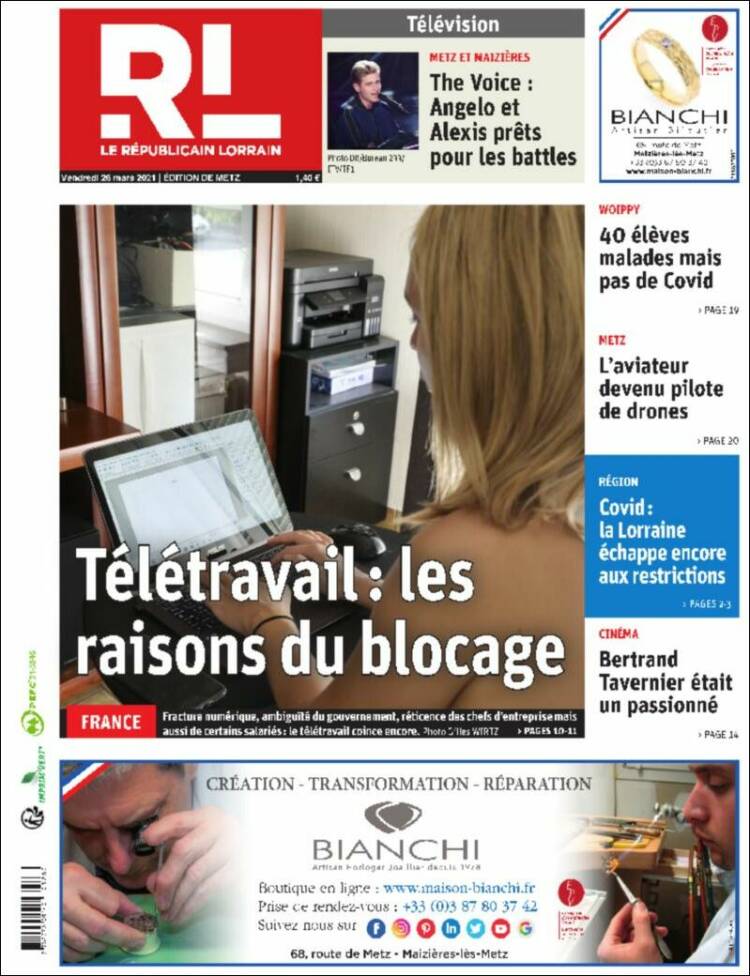 Portada de Le Republicain Lorrain (Francia)