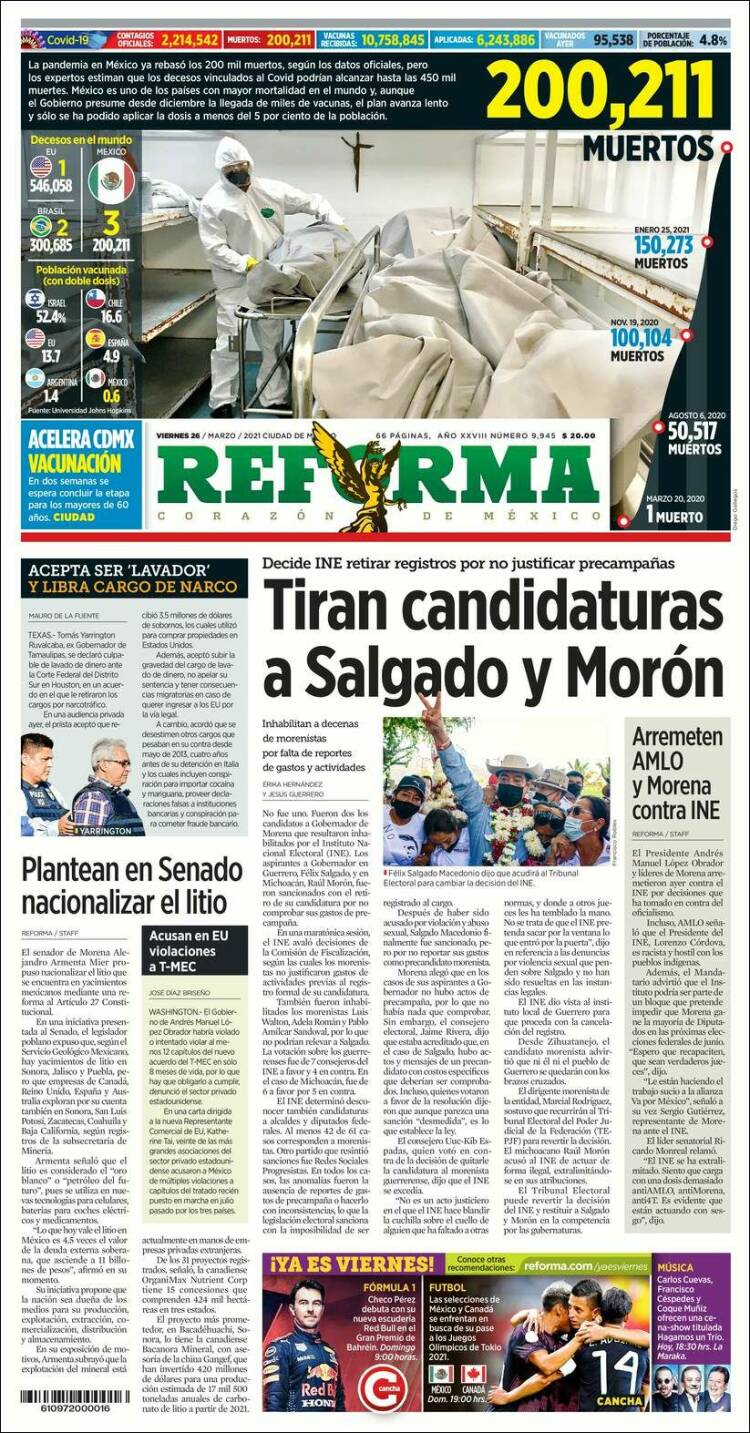 Portada de Reforma (México)