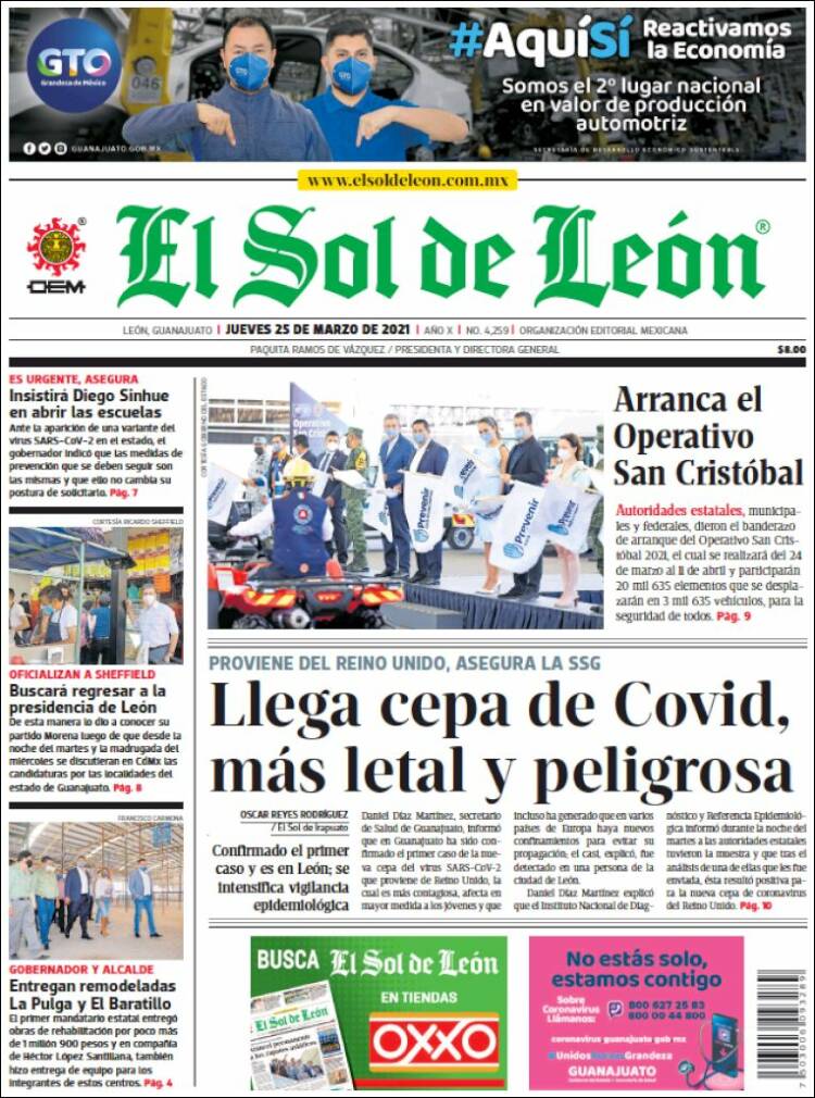 Portada de El Sol de León (México)