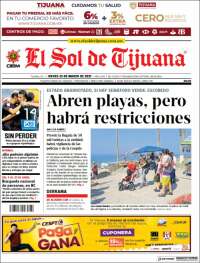 Portada de El Sol de Tijuana (México)