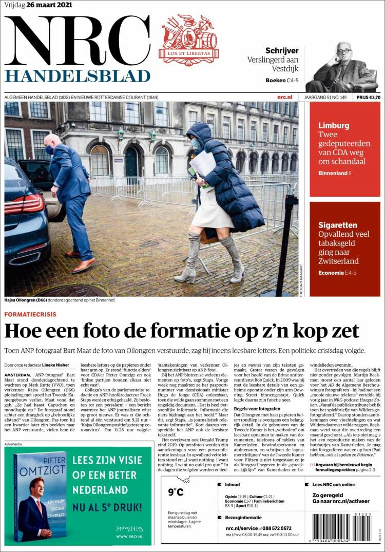 Portada de NRC Handelsblad (Países Bajos)