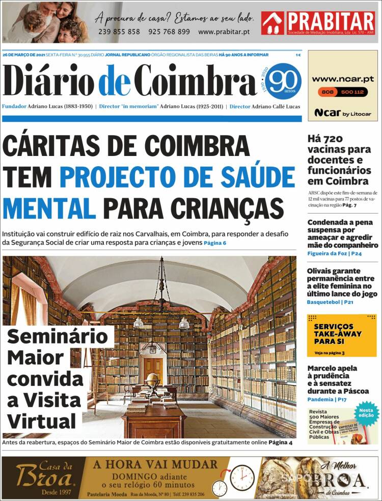 Portada de Diário de Coimbra (Portugal)