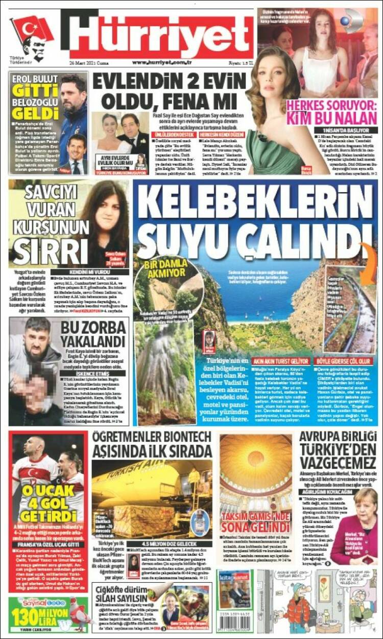 Portada de Hürriyet (Turqu&iacute;a)