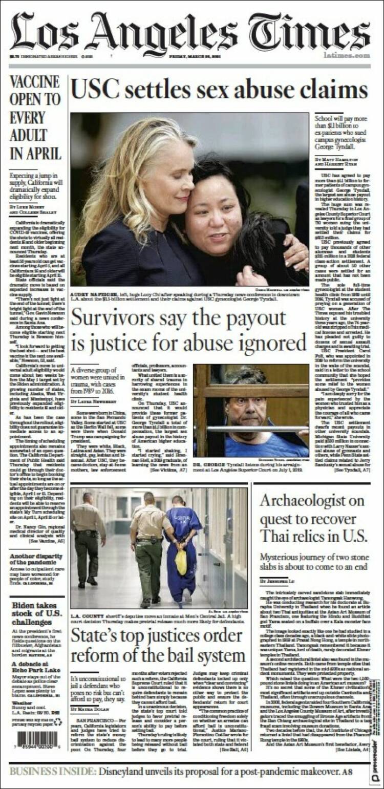 Portada de Los Angeles Times (USA)