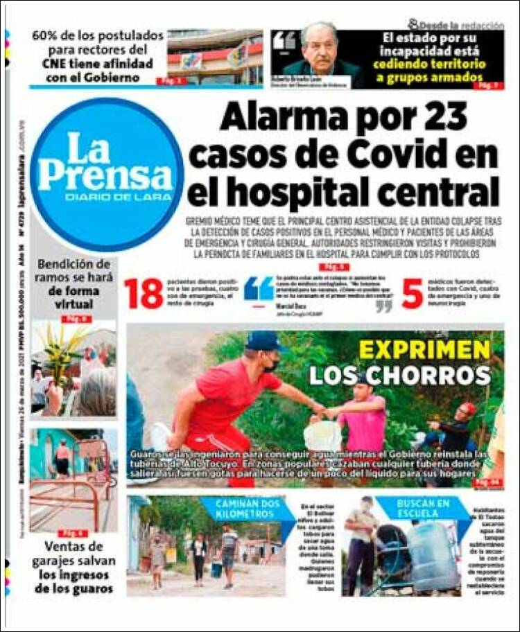 Portada de La Prensa de Lara (Venezuela)