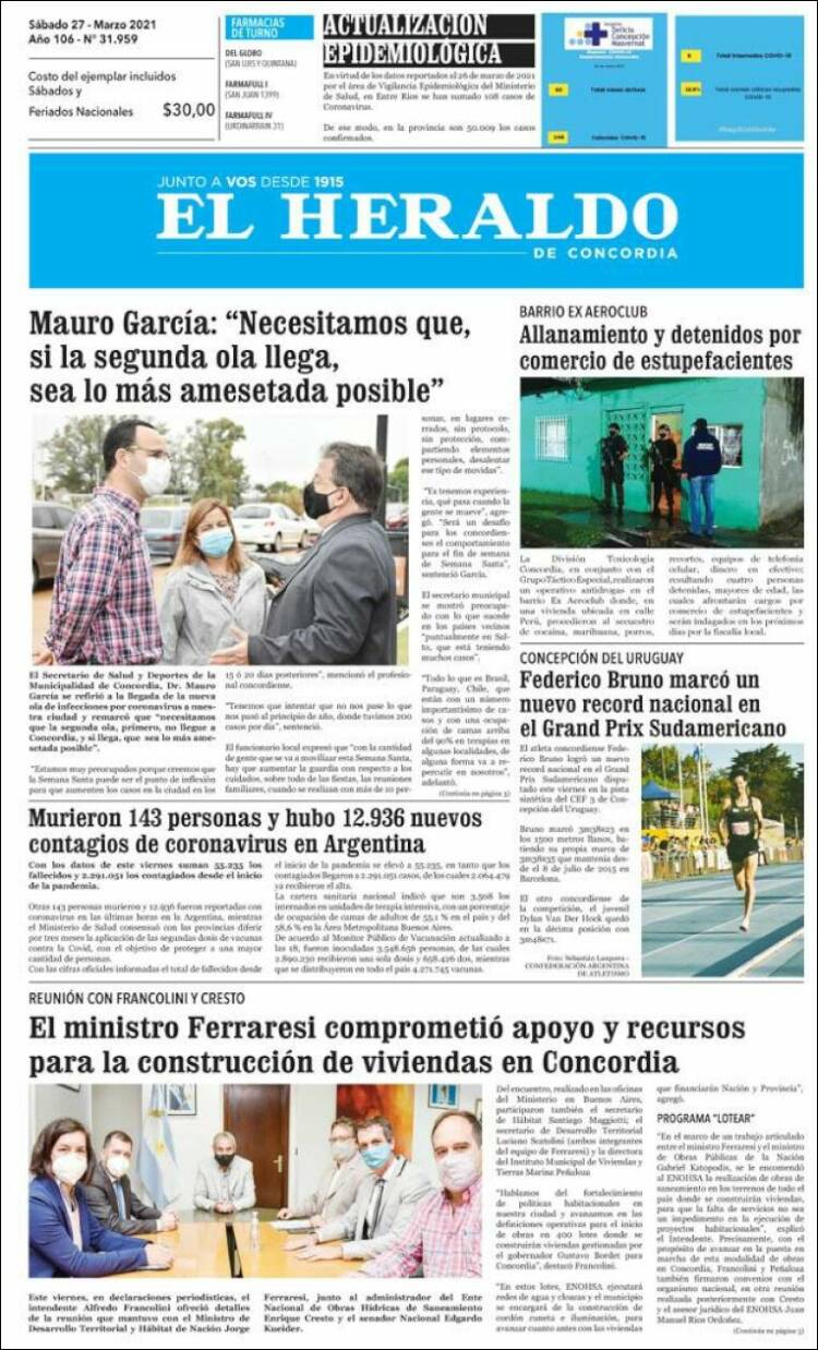 Portada de El Heraldo de Concordia (Argentina)