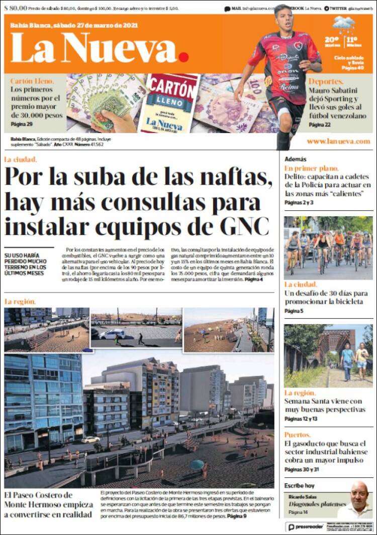 Portada de La Nueva Provincia (Argentina)