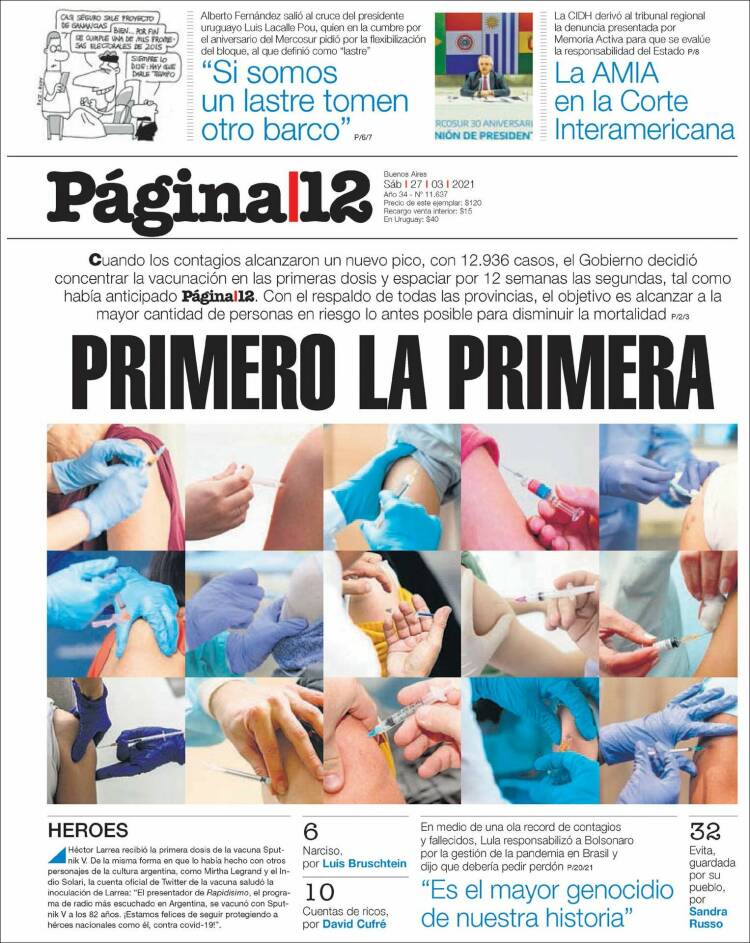 Portada de Página/12 (Argentina)