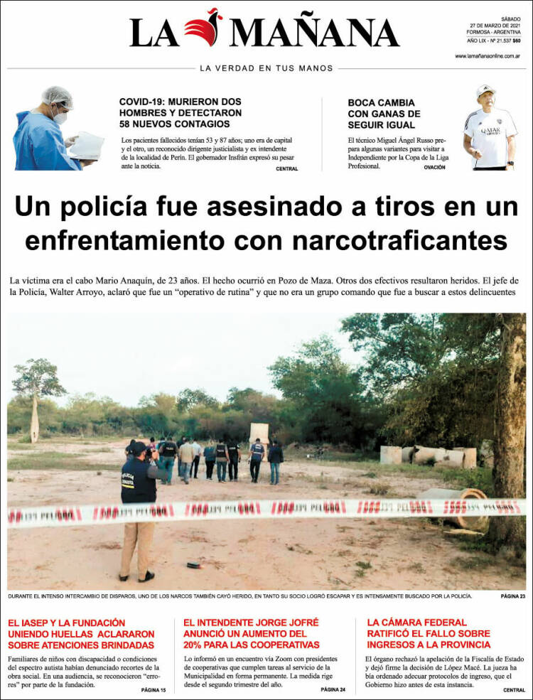 Portada de Diario La Mañana (Argentina)