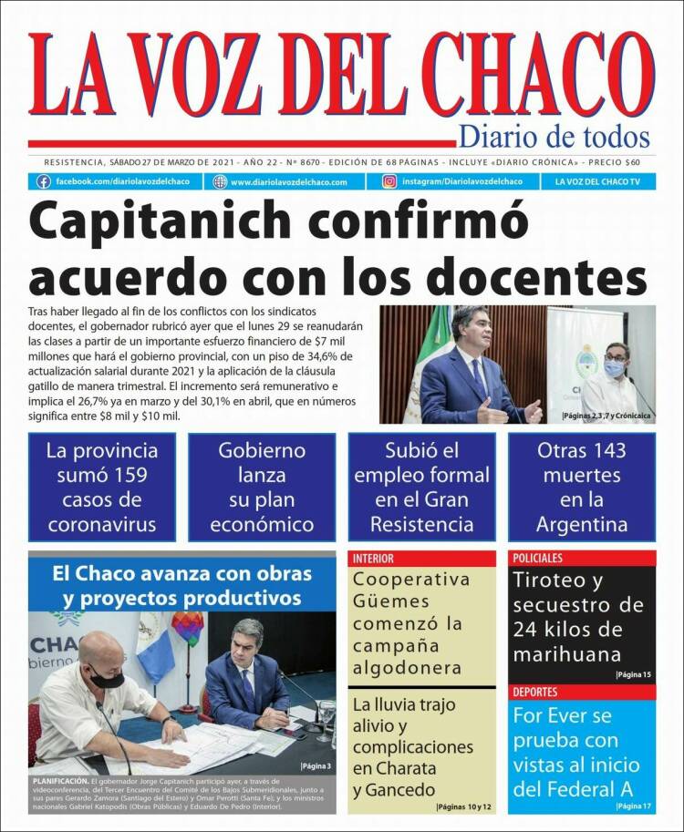 Portada de La Voz del Chaco (Argentina)