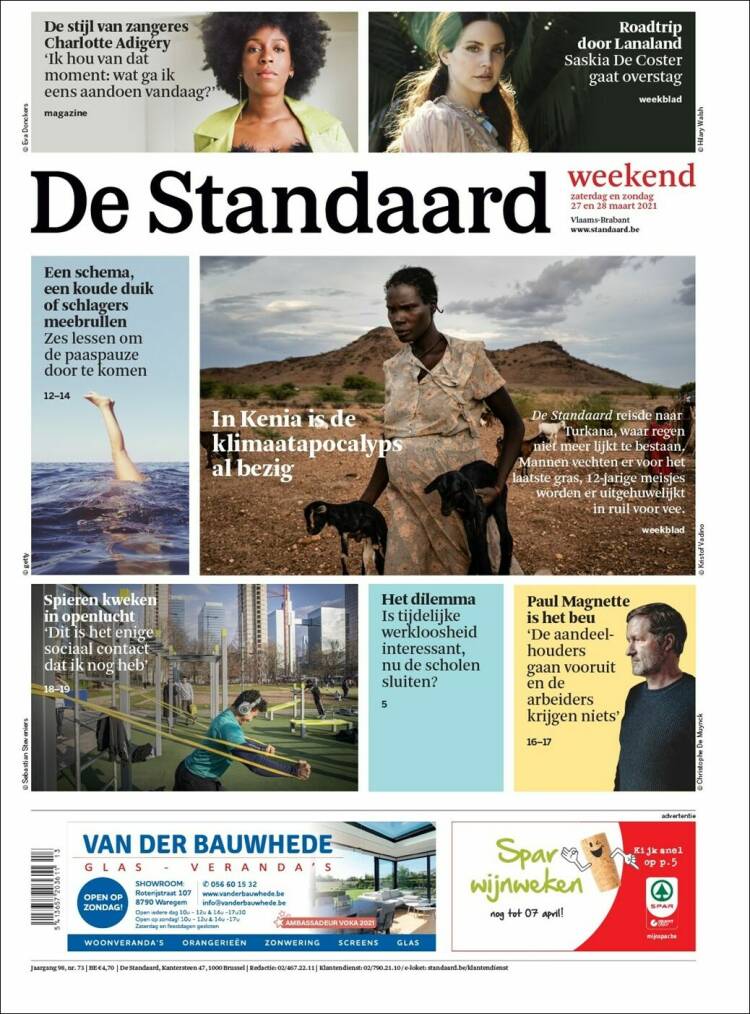 Portada de De Standaard (B&eacute;lgica)