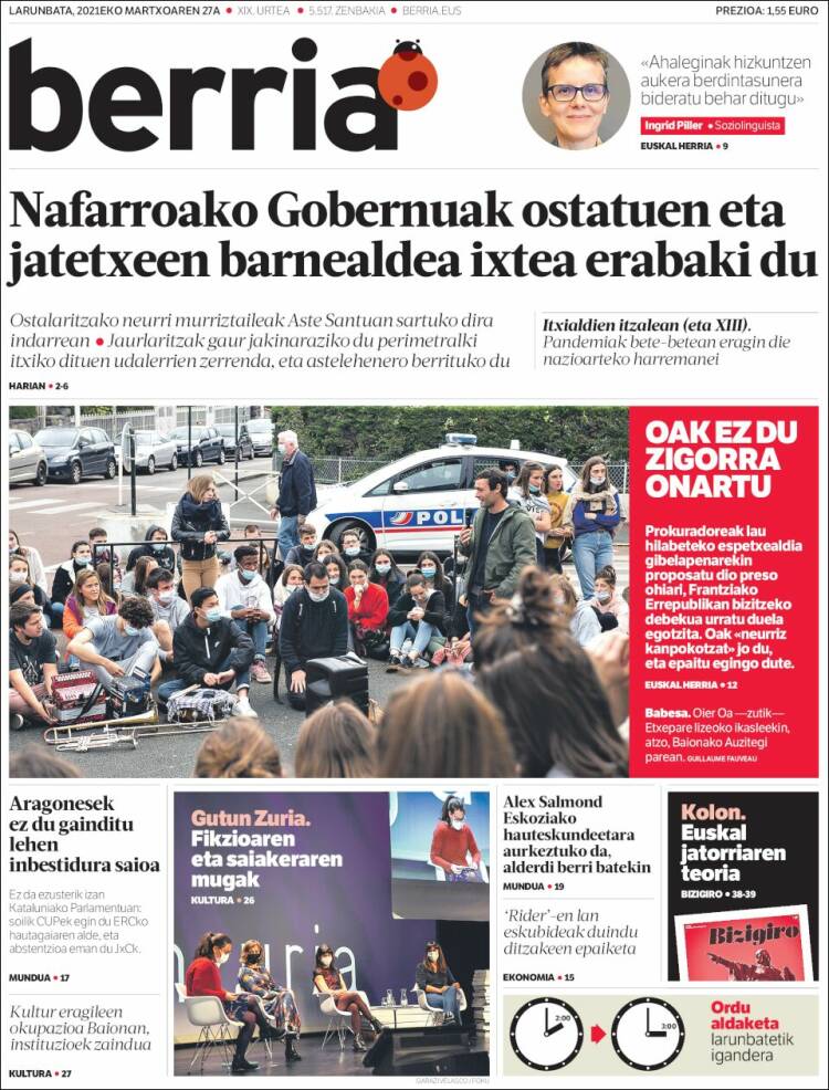 Portada de Berria (España)