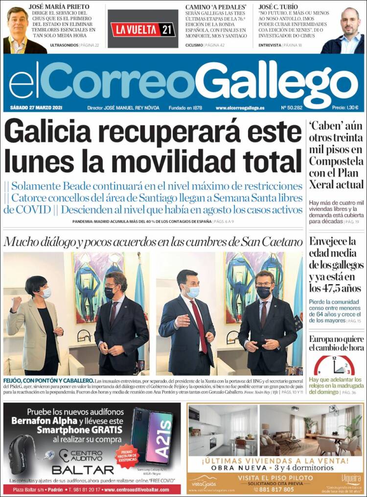 Portada de El Correo Gallego (España)