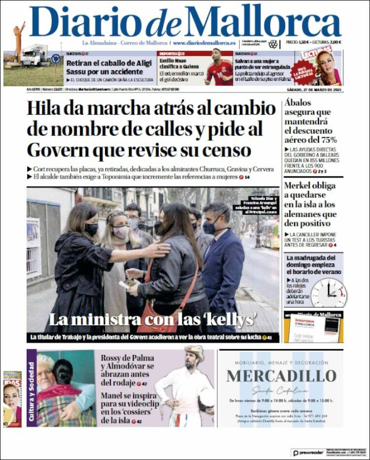 Portada de Diario de Mallorca (España)